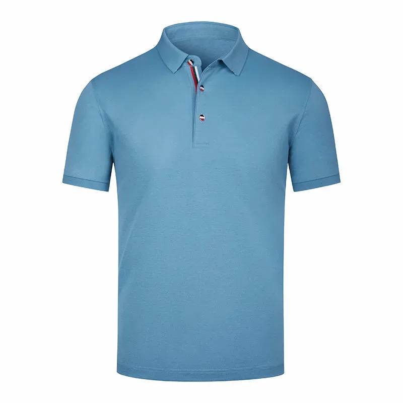 blue polo shirt