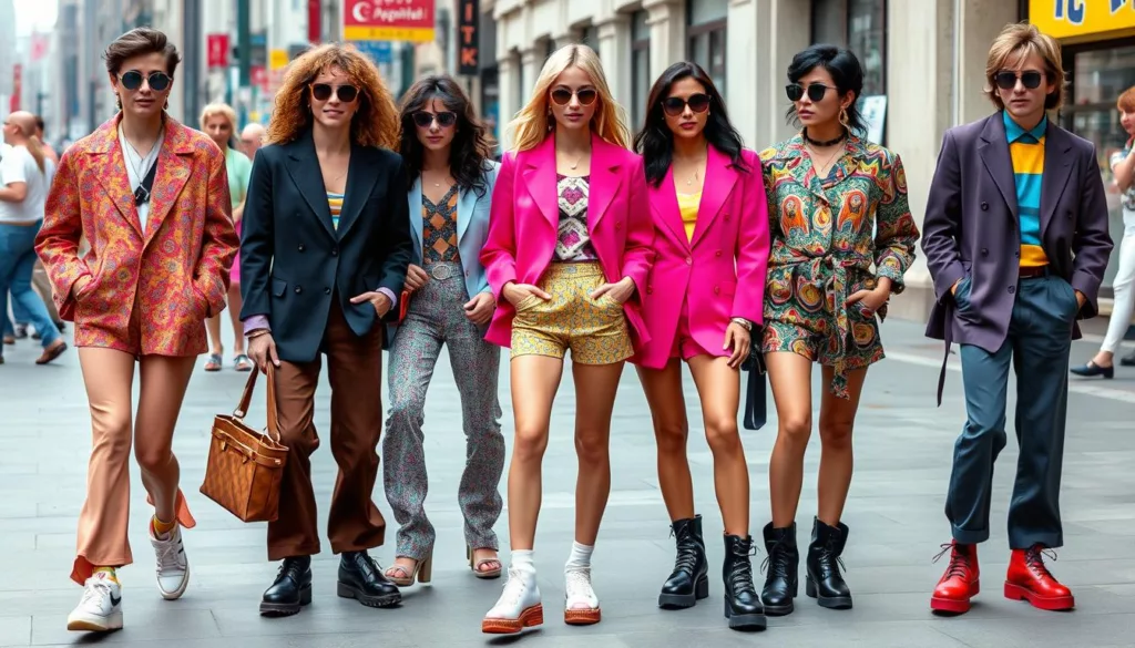 80s fashion trends with vibrant colors and styles