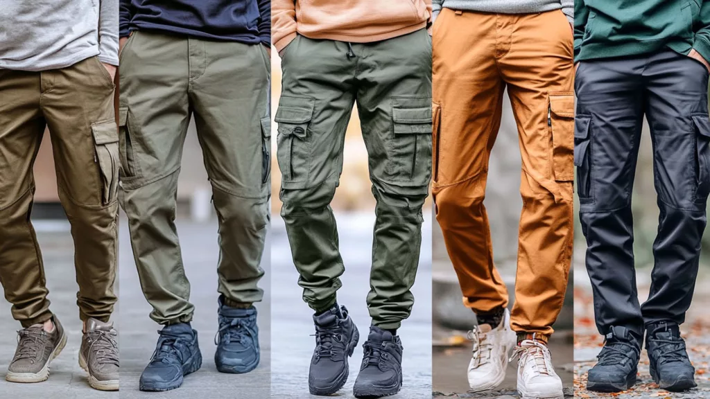 A person wearing stylish cargo pants, showcasing versatility in everyday settings c