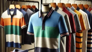 A variety of stylish polo and rugby shirts​ in vibrant colors and modern designs.