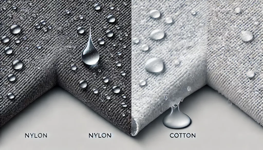 Illustration of moisture-wicking capabilities of Nylon vs Cotton underwear