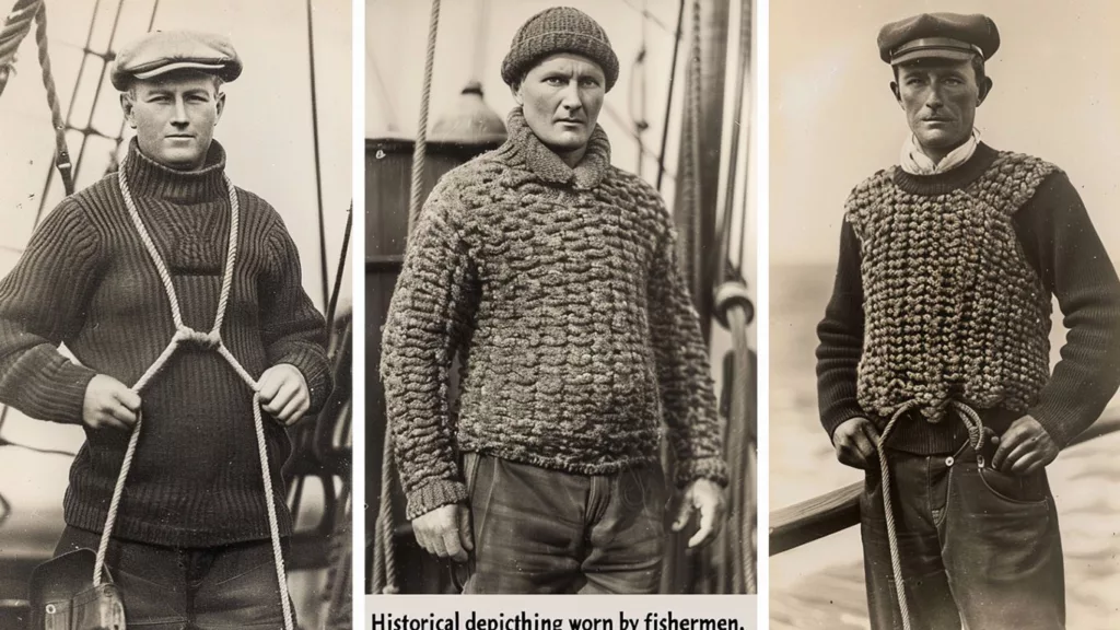 Historical depiction of jumper clothing worn by fishermen