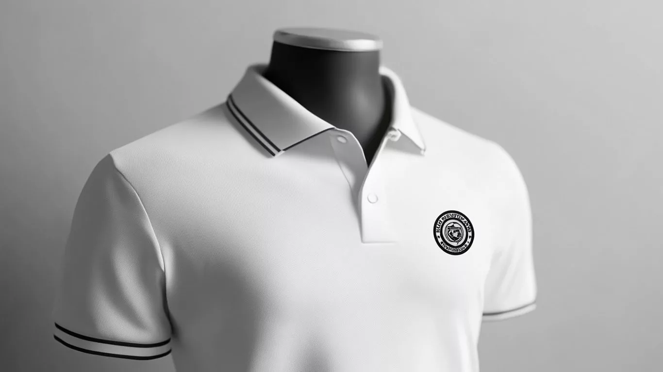 A sleek custom logo polo stretchy shirt showcasing a vibrant logo on a soft, breathable fabric