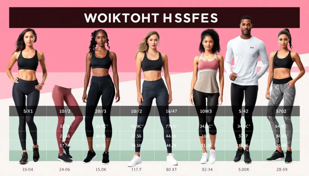 Workout clothes sizing infographic