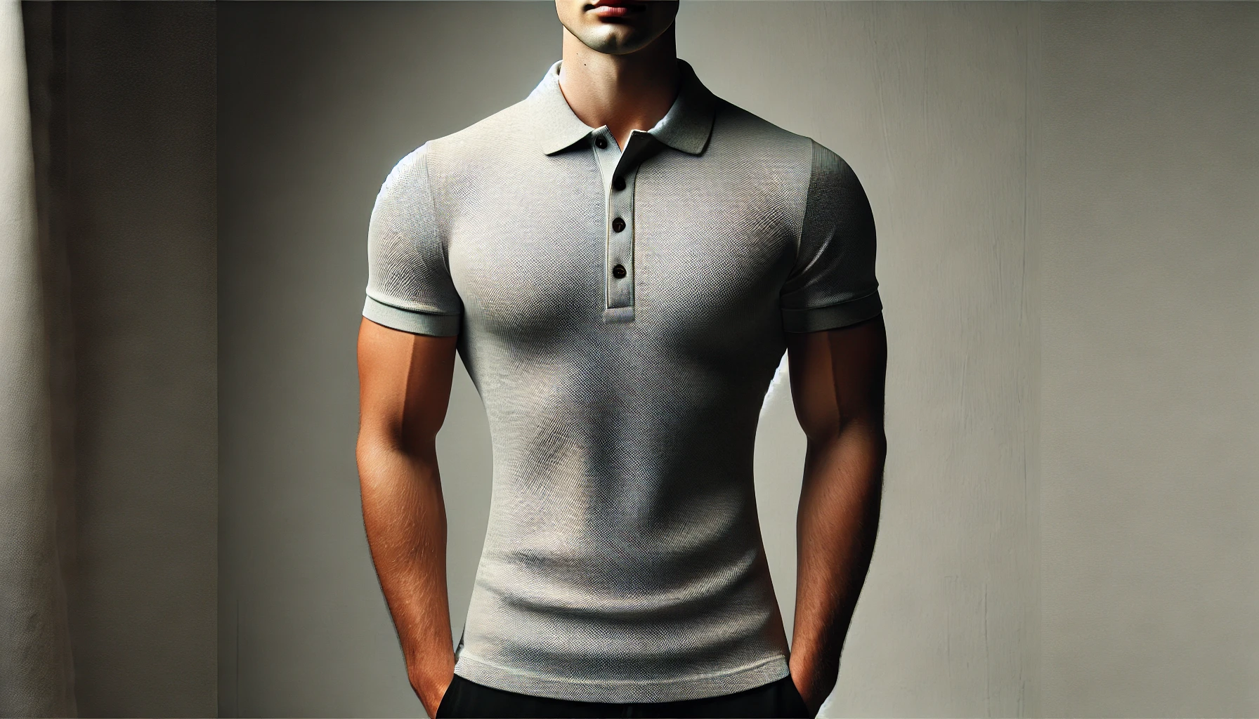 How a Polo Shirt Should Fit – Perfect fit shown across shoulders, chest, and sleeves.