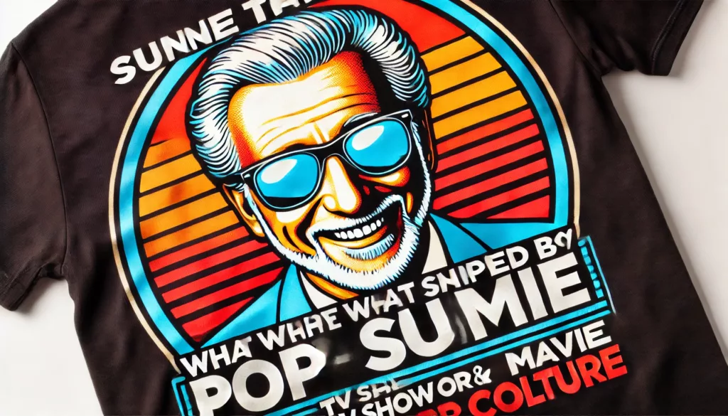 T-shirt design inspired by pop culture trends with a humorous or iconic graphic.