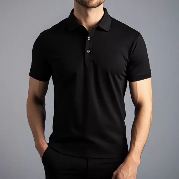 Classic Black Polo Shirt for Men – Comfortable & Stylish - Image 2