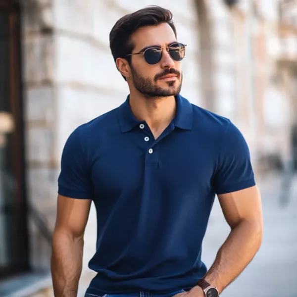 Classic Blue Polo Shirt for Men – Stylish & Versatile