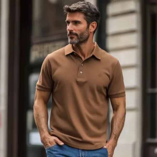 Classic Brown Polo Shirt for Men – Earthy & Versatile