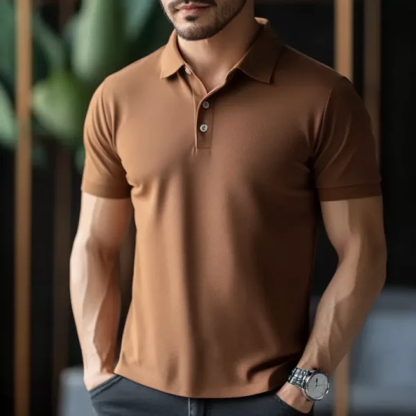 Classic Brown Polo Shirt for Men – Earthy & Versatile - Image 4