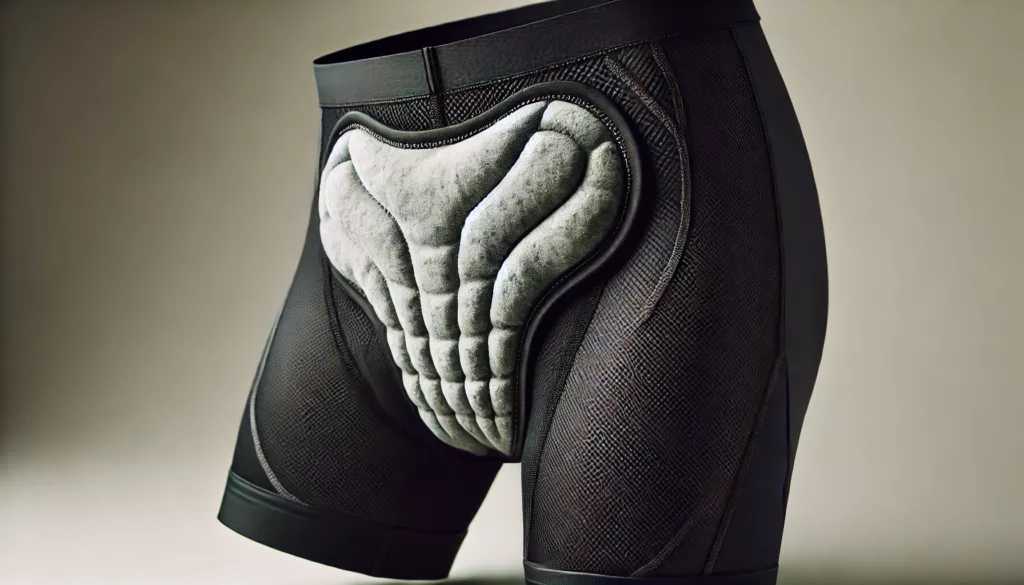 Close-up of cycling shorts with chamois padding for maximum comfort