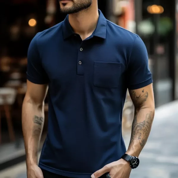 Classic Dark Blue Polo Shirt for Men – Sophisticated & Comfortable