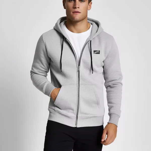 grey zip up hoodie​ 1