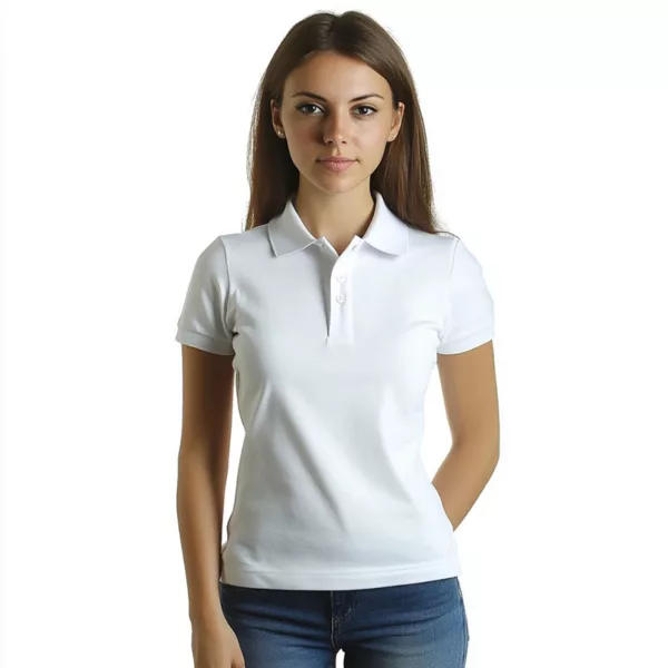 ladies white polo t shirt b