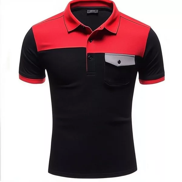 Men’s Black or Red Colorblock Polo Shirt – Bold & Stylish