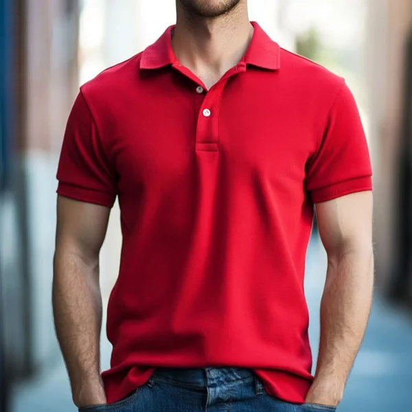 mens red polo shirt b