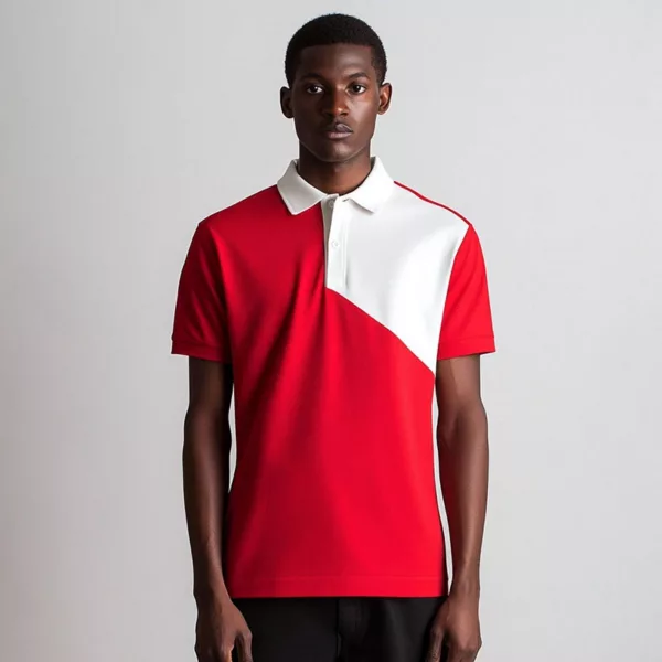 red colorblock polo shirt​ b