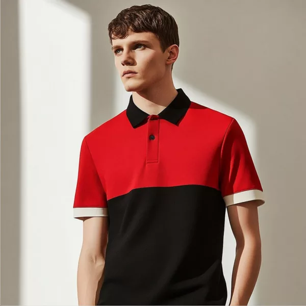 red colorblock polo shirt​ c