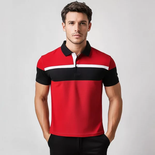 red colorblock polo shirt​ d