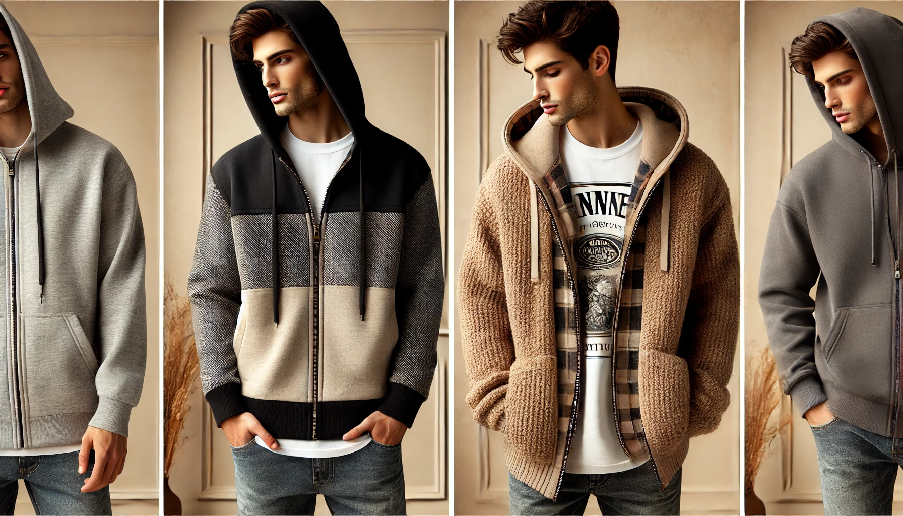 A comparison of a zip-up hoodie and a pullover hoodie