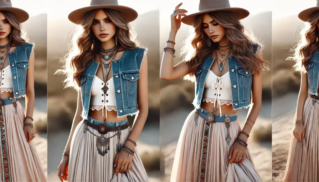 Bohemian Denim Vest Look