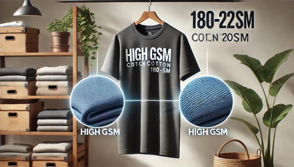 A thick cotton t shirt with high GSM 180 220 GSM displayed in a stylish setup