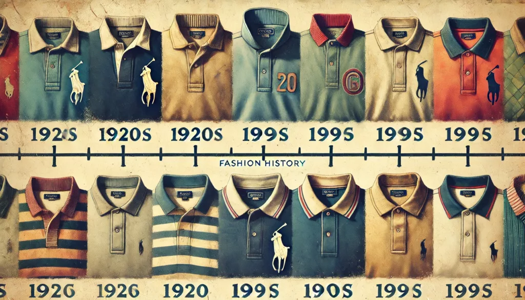 A timeline showcasing the evolution of polo shirts