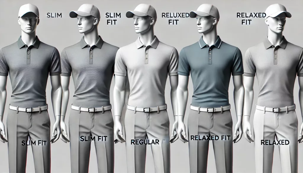 A visual guide to different fits of golf polo shirts slim fit regular fit and relaxed fit