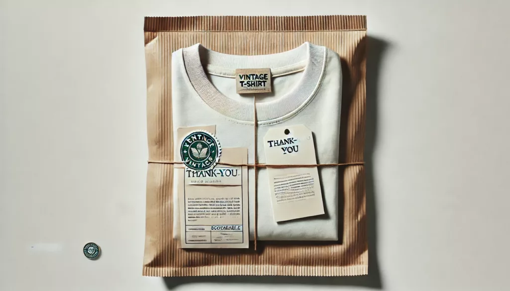 A well packed vintage t shirt with eco friendly packaging