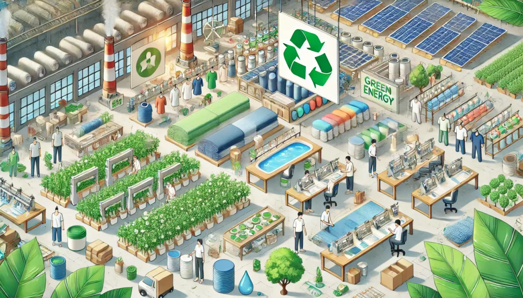 An eco friendly factory using organic fabrics and recycled materials