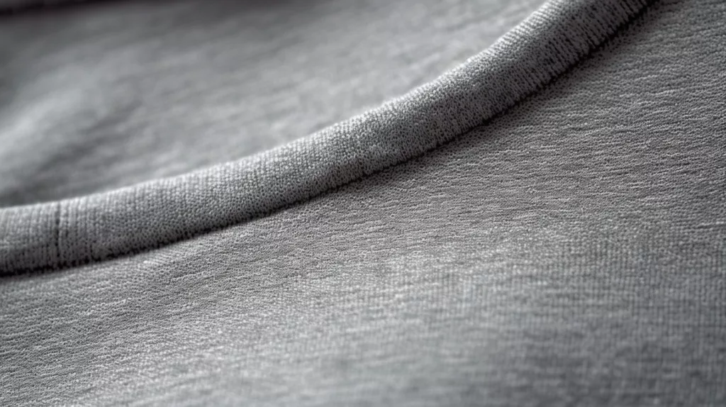 Close-up of a high-quality wholesale t-shirt fabric and stitching