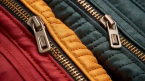 Close up of quarter zip vs half zip zipper designs 3