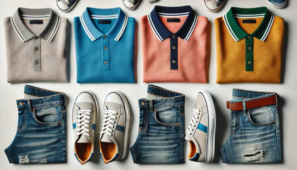 Different outfit styles featuring vintage polo shirts