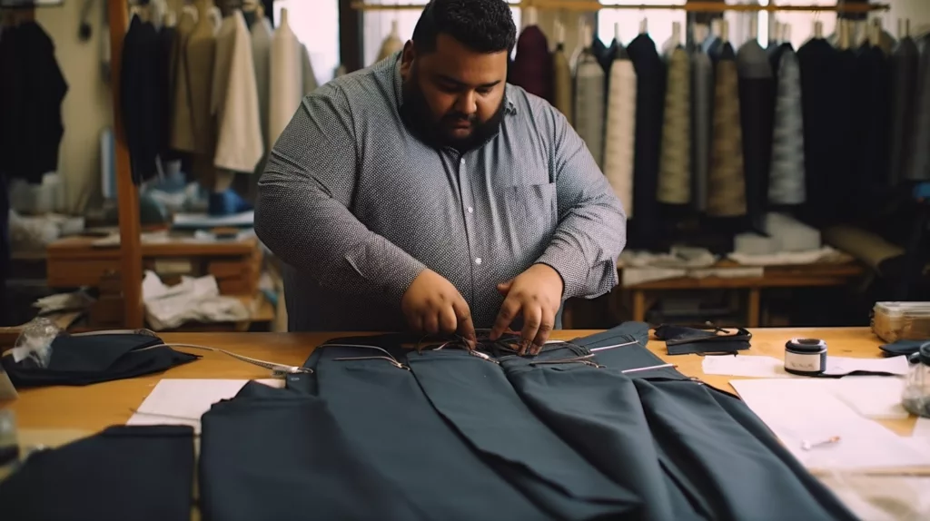 Tailor adjusting a plus size garment to create a better fit 1